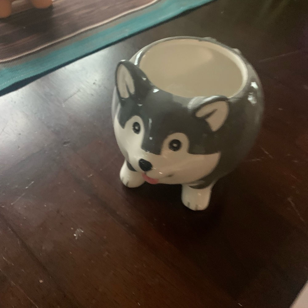 Adorable Husky succulent planter